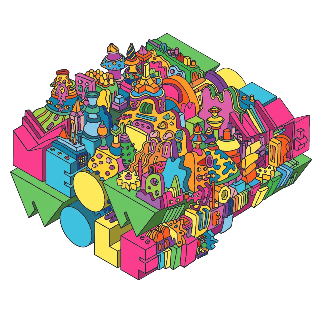 Courtesy artwork: One of Dorman’s most recognizable designs for Meow Wolf.
