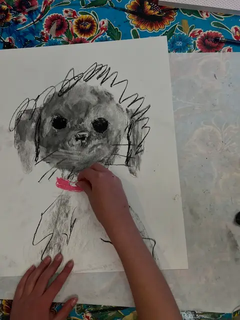 artwork of dog being drawn