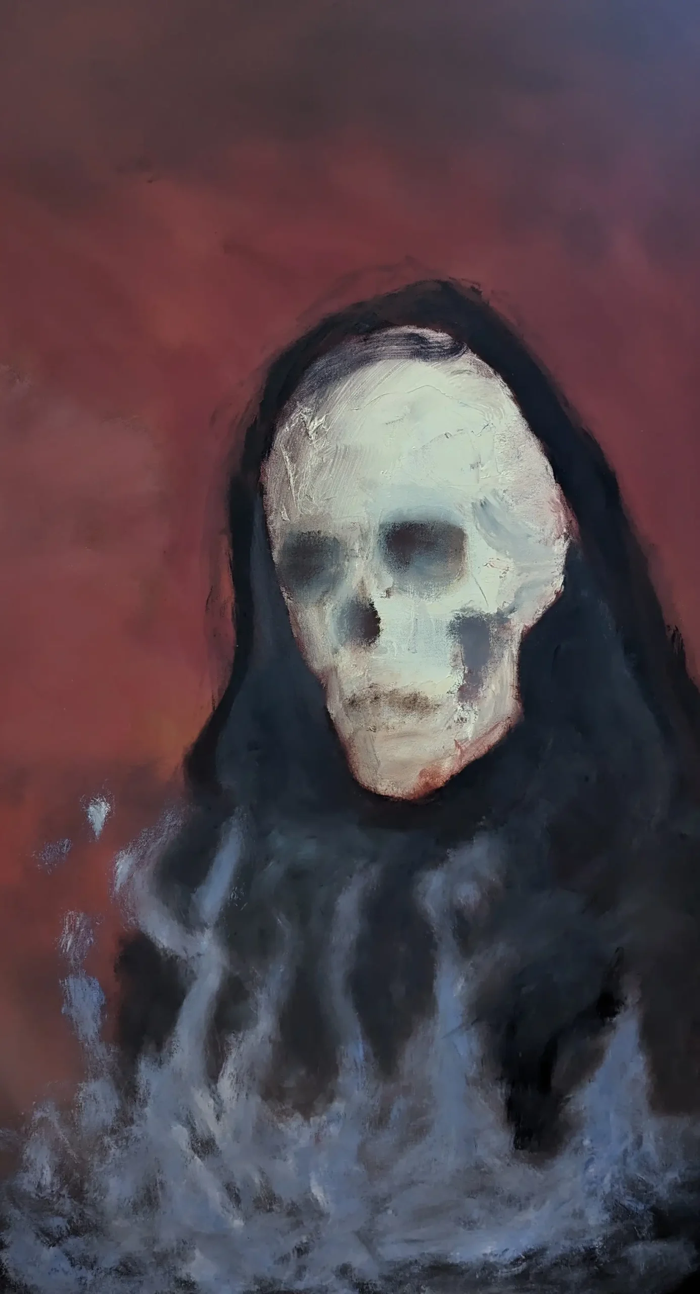 artwork of hooded skeleton skull figure