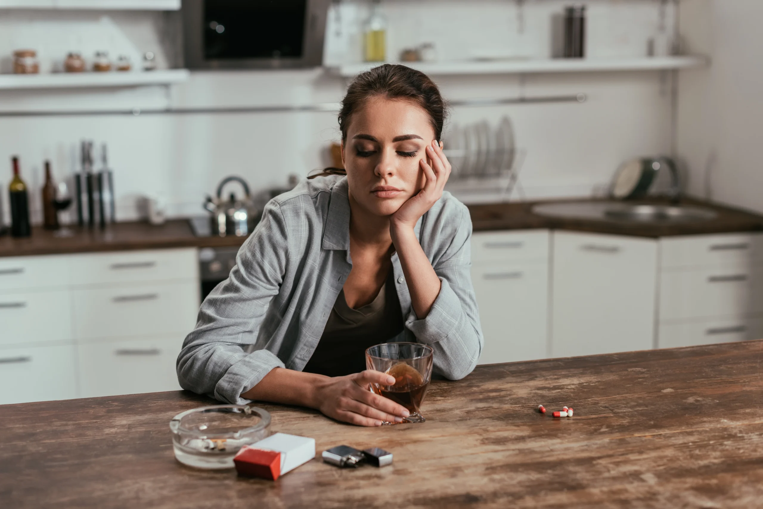 woman struggling with addiction