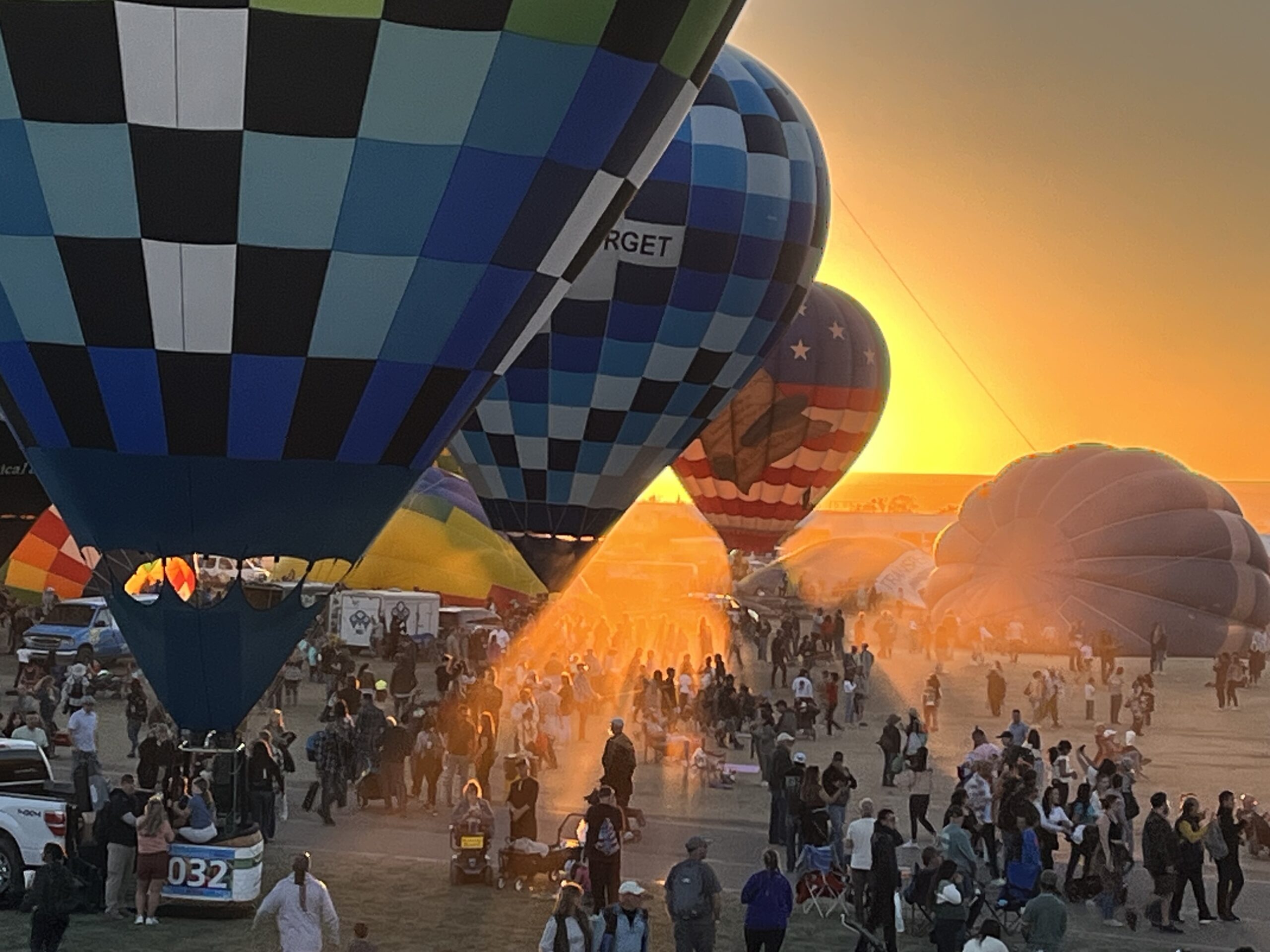 balloon fiesta at sunset