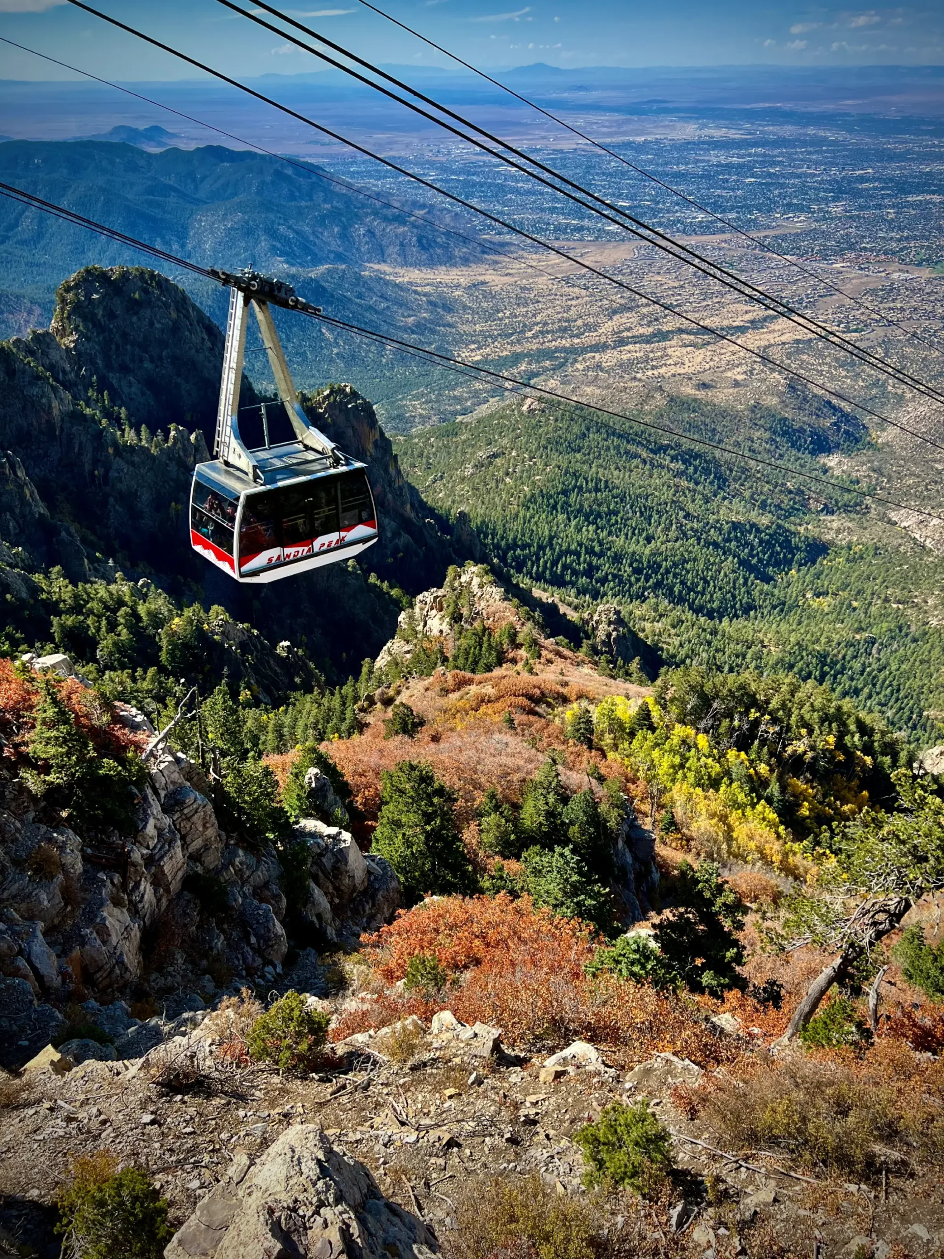 Tram in the Fall going down mountain