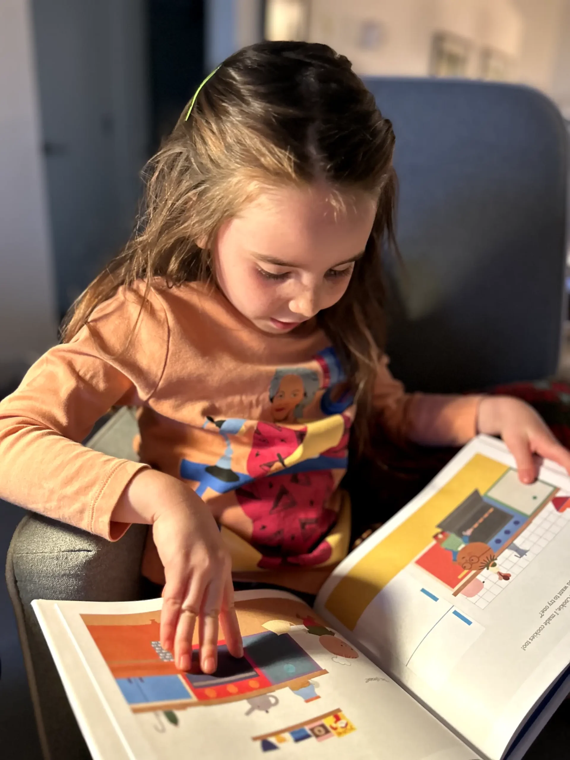 Zadie reading ‘Bookie and Cookie.’