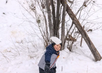 Lukas Arnhold throwing a snowball