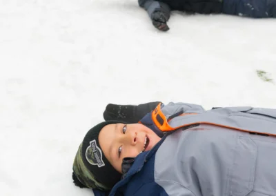 Luis Arnhold and Lukas Arnhold playing in the snow