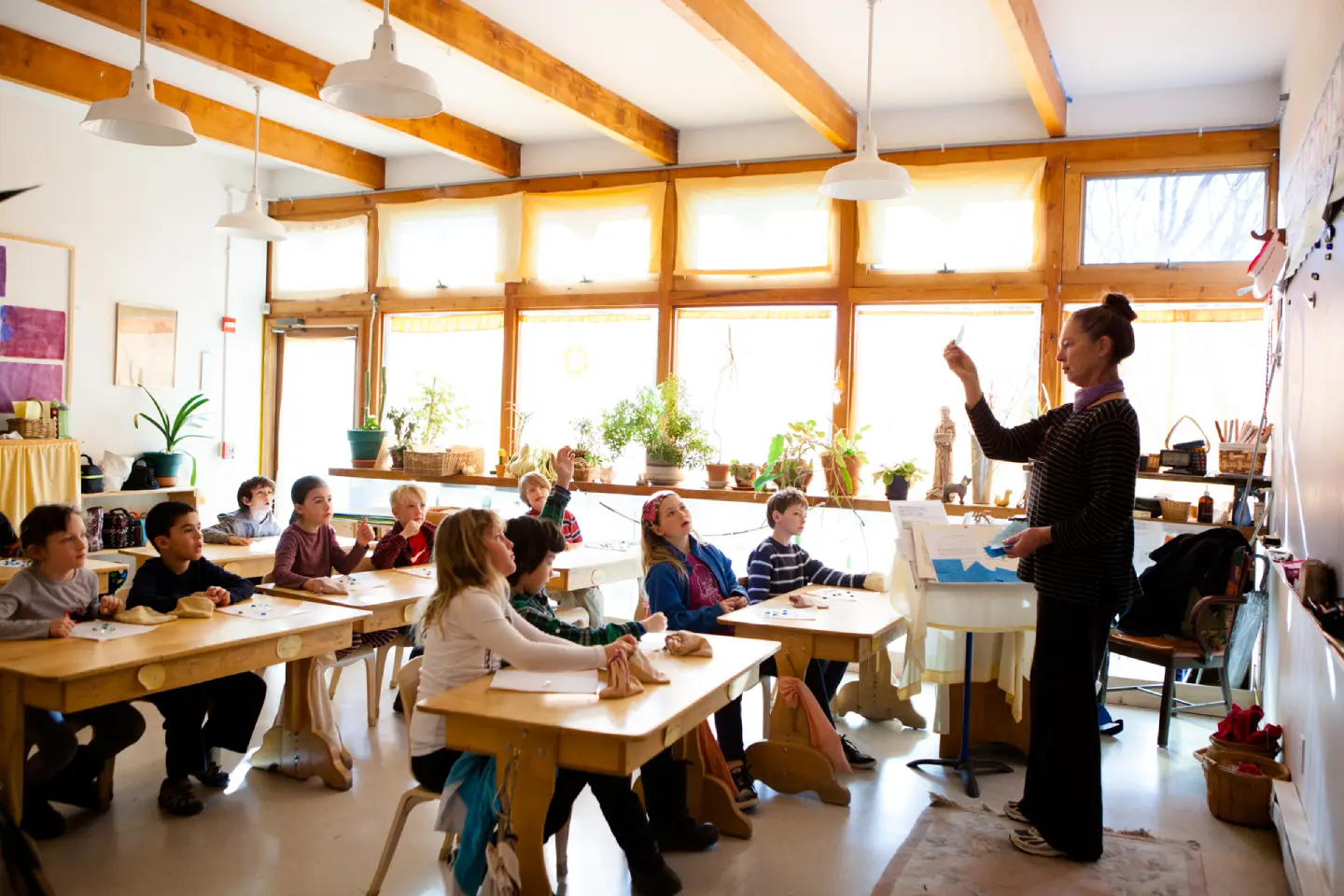 A lively classroom with direct instruction.