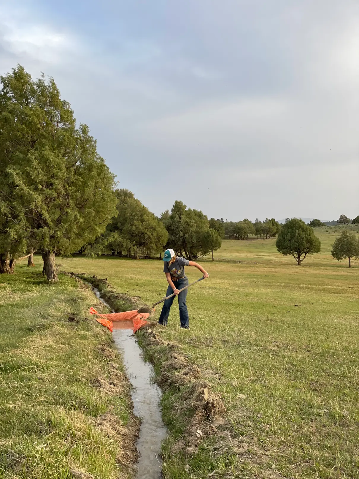 Young rancher irrigating pasture in Northern New Mexico (Keelin Faulkner)