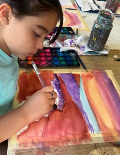 Girl student painting Landscape
