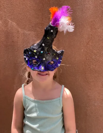 Student in artistic mask