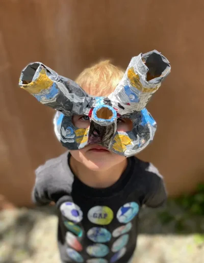 Student in artistic mask