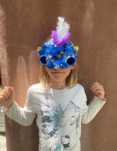 Student in artistic mask