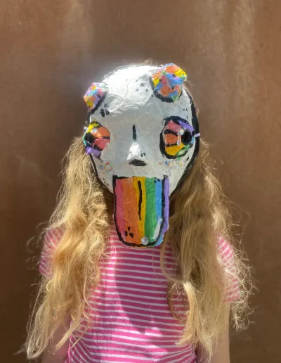 Student in artistic mask