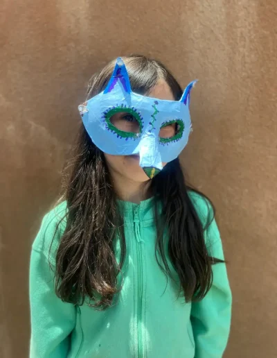 Student in artistic mask