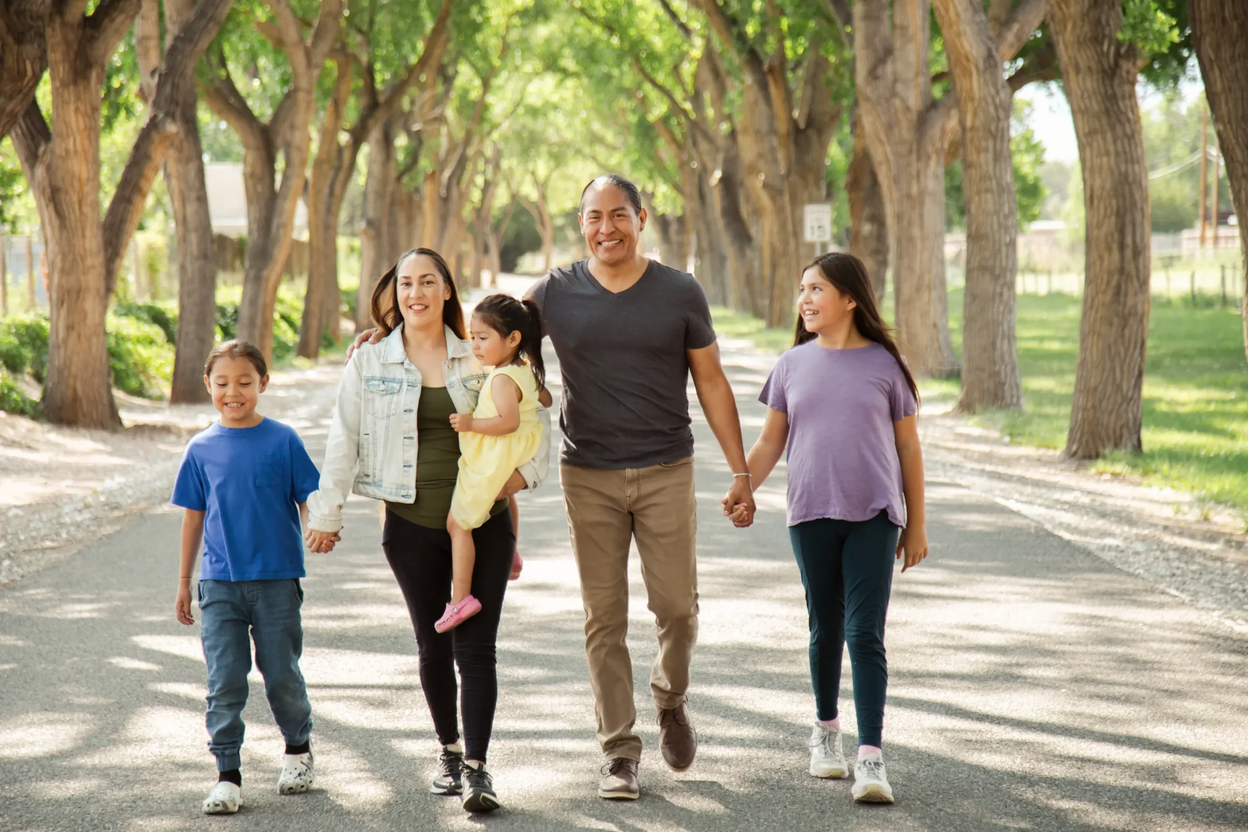 Family on a walk.